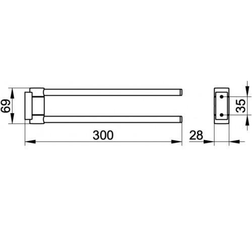 Полотенцедержатель KEUCO PLAN двойной поворотный 300 мм черный матовый 14919370000
