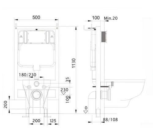 Комплект инсталляции 4 в 1 AQUATEK МИЯ-MB-012 (рама INS-0000020, крепеж KKI-0000002, клавиша KDI-0000012, унитаз AQ2004-MB soft-close) INS-0000020/KKI-0000002/KDI-0000012/AQ2004-MB