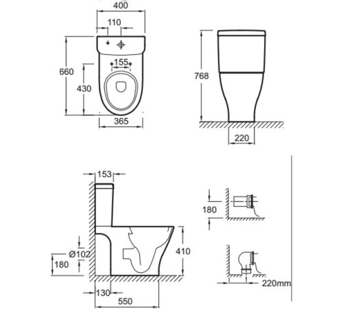 Чаша унитаза напольного Jacob Delafon Odeon Up Vario 66х36.5 см 4957CK-00