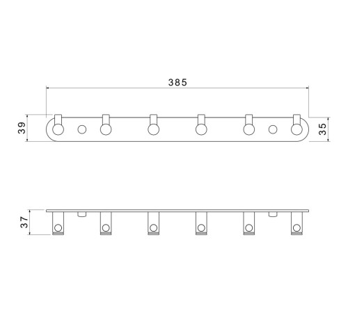 Планка с 6 крючками Aquanet Europa шлифованное золото AQ4124BG