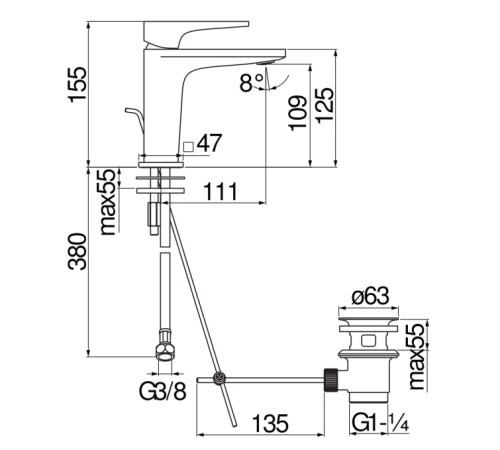 Смеситель для раковины Seven матовый черный SE124118/1BM