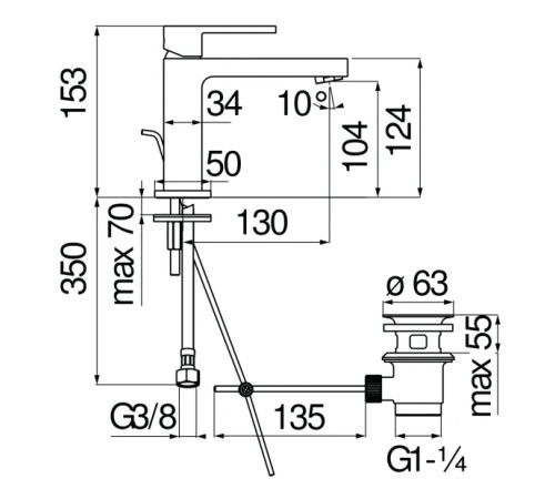 Смеситель для раковины UP матовый черный UP94118/1BM