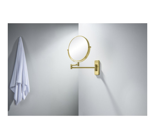 Зеркало косметическое настенное Aquanet 3x увеличение шлифованное золото AQ4910BG