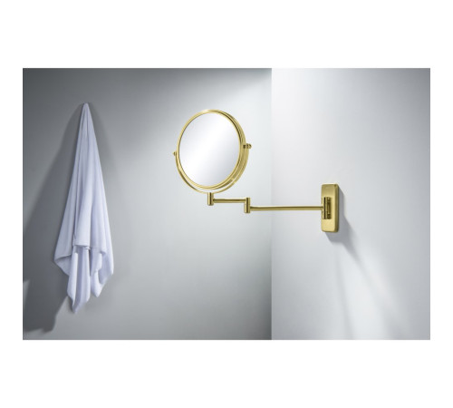 Зеркало косметическое настенное Aquanet 3x увеличение шлифованное золото AQ4910BG