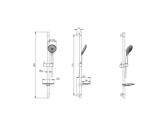 Душевой комплект 4 в 1 Aquatek Вега (AQ1046CR+AQ2071CR+AQ2454CR+AQ2011CR) AQ1075CR