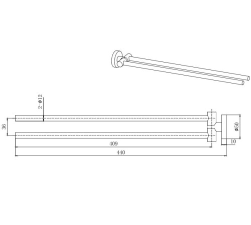 Полотенцедержатель двойной Aquanet Вега матовый черный AQ4013MB