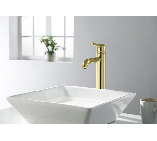 Смеситель для раковины высокий Aquanet КЛАССИК 235 мм без донного клапана полированное золото AQ1504PG