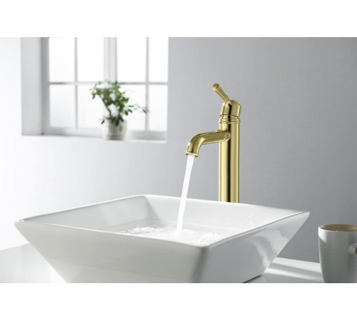 Смеситель для раковины высокий Aquanet КЛАССИК 235 мм без донного клапана полированное золото AQ1504PG