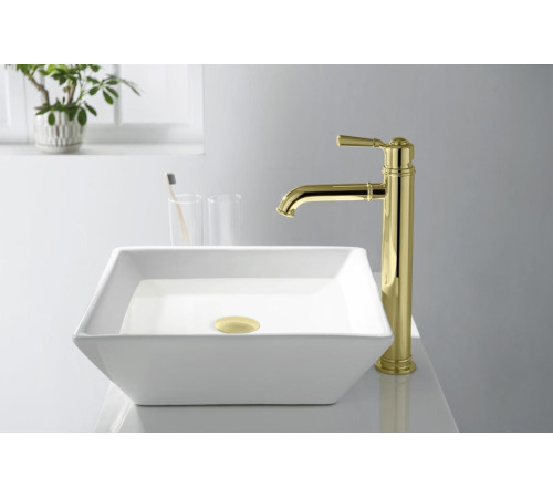 Смеситель для раковины высокий Aquanet КЛАССИК 235 мм без донного клапана полированное золото AQ1504PG