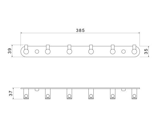 Планка с 6 крючками Aquanet Europa оружейная сталь AQ4124BGM