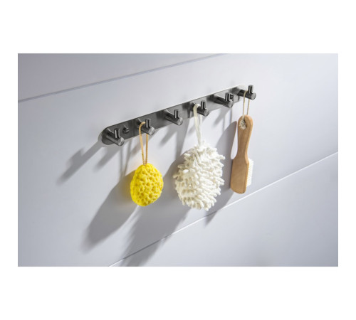 Планка с 6 крючками Aquanet Europa оружейная сталь AQ4124BGM