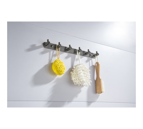 Планка с 6 крючками Aquanet Europa оружейная сталь AQ4124BGM