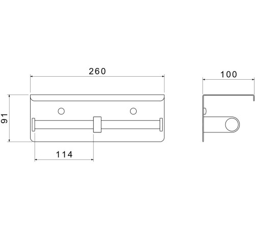 Бумагодержатель двойной с полкой Aquanet Oberon матовый черный AQ4909MB