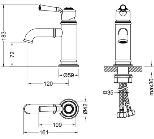 Смеситель для раковины Aquanet Классик без донного клапана AQ1510CR