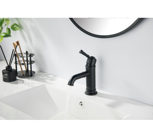 Смеситель для раковины Aquanet Классик без донного клапана матовый черный AQ1510MB