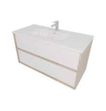 Комплект мебели для ванной AQUATON Либра 100 см тумба с раковиной AQ4100-00 белый матовый/дуб давос AQ66100-DO-MW