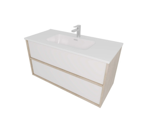 Комплект мебели для ванной AQUATON Либра 100 см тумба с раковиной AQ4100-00 белый матовый/дуб давос AQ66100-DO-MW