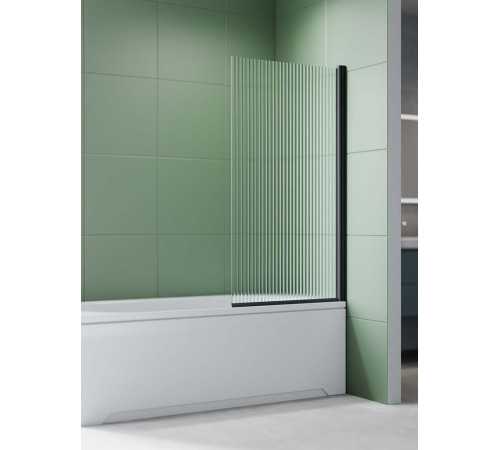 Шторка на ванну Aquanet одноэлементная поворотная 800x1500 мм черный профиль рифленое стекло 6 мм AQ.BS.080.2BL