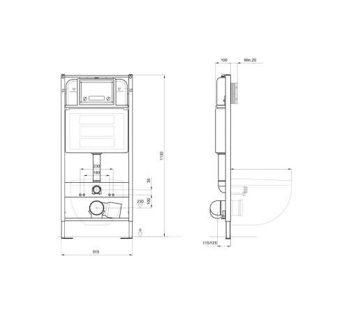 Комплект инсталляции 4 в 1 AQUATEK Европа-068 (рама INS-0000025, кнопка KDI-0000068, унитаз AQ1901-00, сиденье soft-close) ЕВРОПА-068