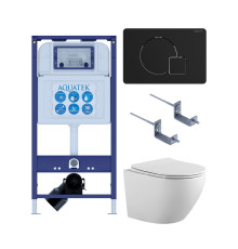 Комплект инсталляции 4 в 1 AQUATEK Европа-069 (рама INS-0000025, кнопка KDI-0000069, унитаз AQ1901-00, сиденье soft-close) ЕВРОПА-069