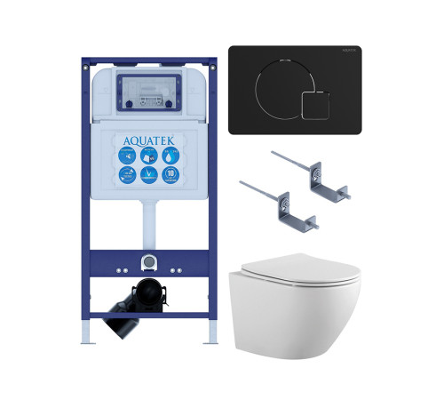 Комплект инсталляции 4 в 1 AQUATEK Европа-069 (рама INS-0000025, кнопка KDI-0000069, унитаз AQ1901-00, сиденье soft-close) ЕВРОПА-069
