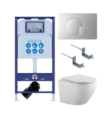 Комплект инсталляции 4 в 1 AQUATEK Европа-068 (рама INS-0000025, кнопка KDI-0000068, унитаз AQ1901-00, сиденье soft-close) ЕВРОПА-068
