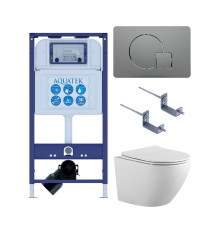Комплект инсталляции 4 в 1 AQUATEK Европа-070 (рама INS-0000025, кнопка KDI-0000070, унитаз AQ1901-00, сиденье soft-close) ЕВРОПА-070