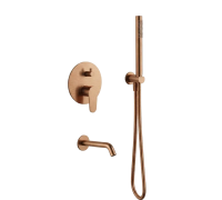 Набор для ванны AQUAme Novara с изливом и смесителем медь шлифованная AQM8418BC