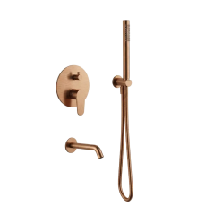 Набор для ванны AQUAme Novara с изливом и смесителем медь шлифованная AQM8418BC