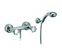 Смеситель для душа с душевым комплектом Daniel Miss настенный хром/золото MI4433A cr/do