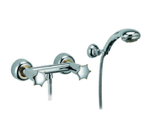 Смеситель для душа с душевым комплектом Daniel Miss настенный хром/золото MI4433A cr/do