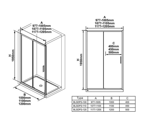 Душевая дверь в нишу Ravak Blix Slim BLDP2-120 раздвижная 120 см профиль блестящий X0PMG0C00Z1
