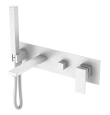 Смеситель для ванны встраиваемый Boheme Qubic белый матовый 474-2-MW