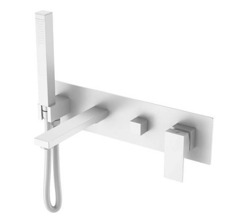 Смеситель для ванны встраиваемый Boheme Qubic белый матовый 474-2-MW