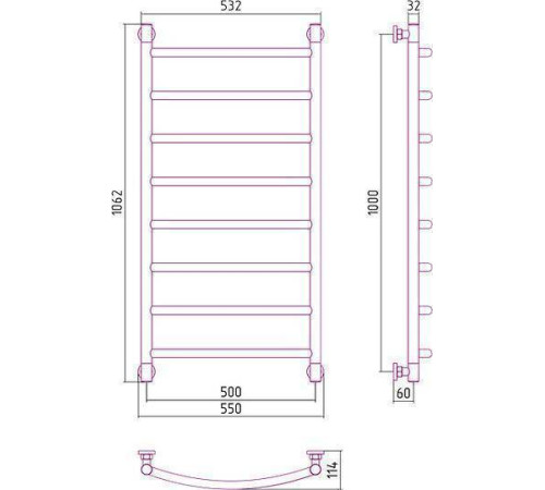 Полотенцесушитель водяной Сунержа Галант+ 1000x500 мм полированная сталь 00-0200-1050