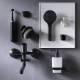 Смеситель для ванны и душа AM.PM Gem матовый черный с длинным изливом и душевым набором F90A90122