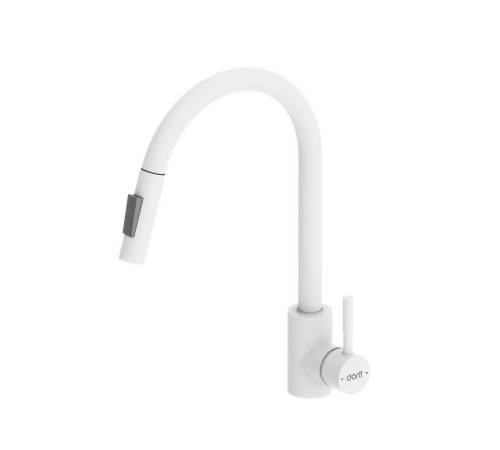 Смеситель для кухни Dorff Logic с вытяжным изливом белый D3007533