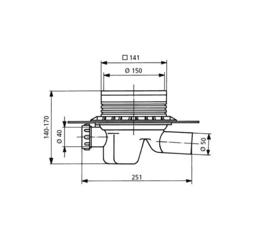 Трап для слива SANIT с решеткой из нержавеющей стали 40.003.00.0000