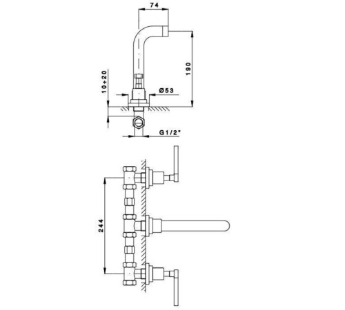 Смеситель для раковины Nicolazzi Monte Croce встраиваемый хром 2207EXTCR29 / C2177DXSX