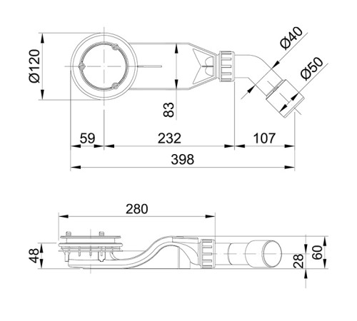 Сифон для поддона Bette Solid 30 d90 см антрацит B597-401