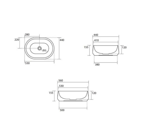 Раковина накладная Kerasan F10 56х44 см без отверстия белая 460501