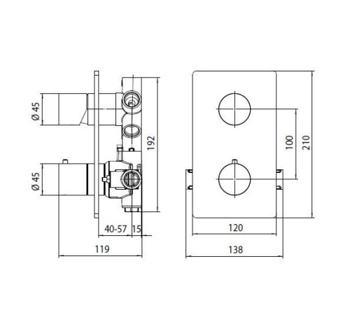 Внешняя часть термостата Bossini TEO Z00002.043 на 1-5 выходов Сатинированное золото