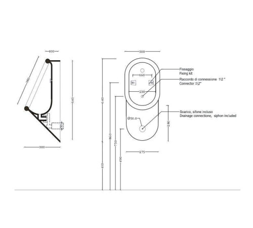 Писсуар подвесной Artceram Babila 37х30х64 см белый BRO001 01 00