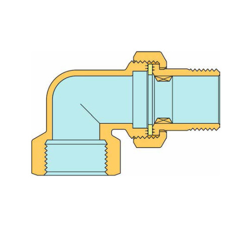 Угольник разъёмный латунный Tiemme 1/2 НРх1/2 ВР 1500381