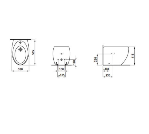 Биде напольное Laufen Il Bagno Alessi One 39x58.5x41.5 см LLC белый 8.3297.1.400.304.1