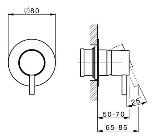 Смеситель для душа Cisal Less New встраиваемый однорычажный хром LN00300021/ZA00530004