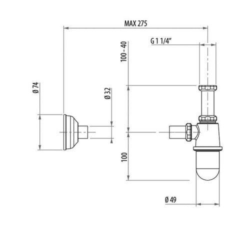Сифон для раковины Gattoni Accessori 1 1/4 хром 0152/00C0