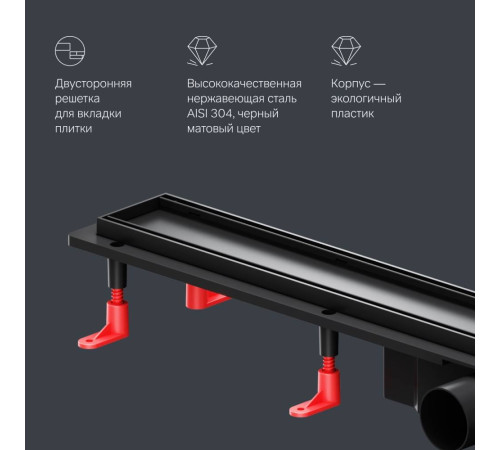 Трап для душа линейный AM.PM PrimeFlow универсальный затвор Tile 80 см W02SC-U11-080-04BM