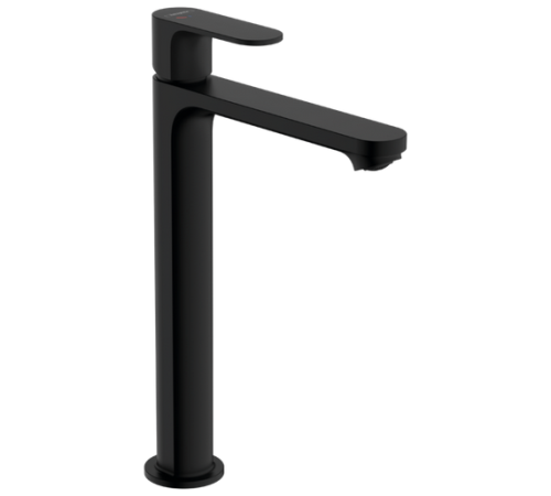 Смеситель для раковины Hansgrohe Rebris S 242 мм со сливным гарнитуром CoolStart черный матовый 72580670