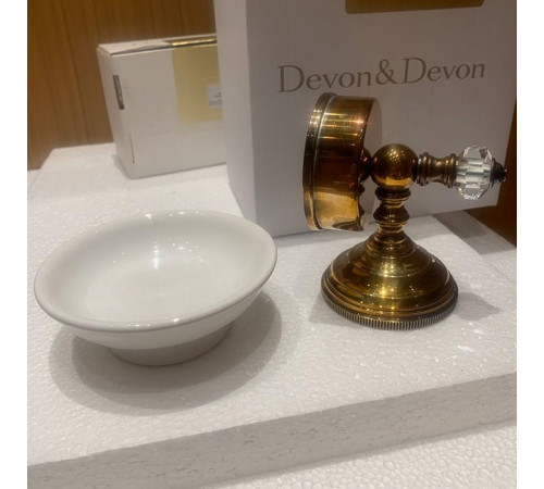 Мыльница подвесная Devon&Devon Gemstone античная латунь/белый GEM701-OTS